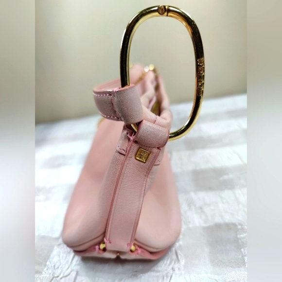 Juicy Couture Vintage Pink Leather Purse & Gold Letter J & 2 Chains - Picture 3 of 12